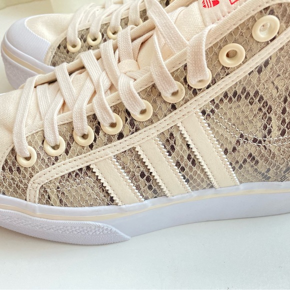 Adidas platform sneakers hi tops sneakers snake skin upper beige white sz 8 new - Picture 3 of 12